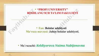 jahon bolalar adabiyoti — PPTX