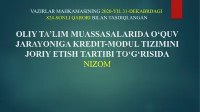 kredit-modul tizimi — PPTX