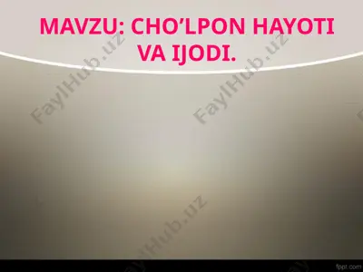 abdulhamid cho`lpon hayoti va ijodi 2 — PPTX