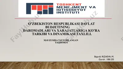 o’zbekiston respublikasi budjeti — PPTX