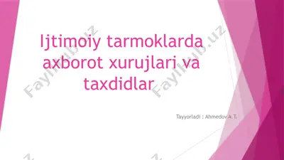 ijtimoiy tarmoqlarda axborot xurujlari va taxdidlar — PPTX