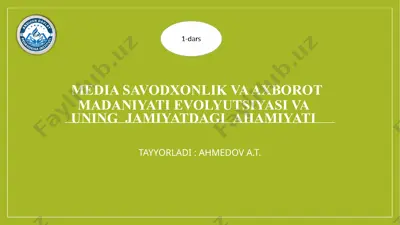 mediasavodxonlik va axborotmadaniyatning jamiyatdagi ahamiyati — PPTX