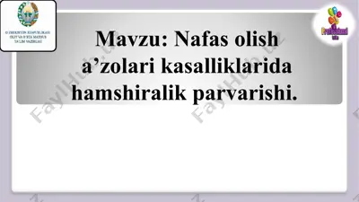 nafas olish sharoitlarida hamshiralik parvarishi — PPTX