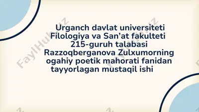 ogahiyga bag’ishlangan “atoqli shoir,tarixnavis,tarjimon” maqolalar to’plami — PPTX