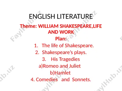 william shakespeare, life and work — PPTX