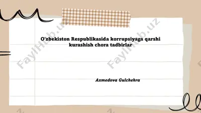oʻzbekiston respublikasida korrupsiyaga qarshi kurashish chora tadbirlar — PPTX