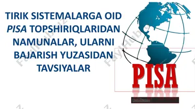 tirik sistemalarga oid topshiriqlaridan namunalar,ularni bajarish yuzasidan tavsiyalar — PPTX
