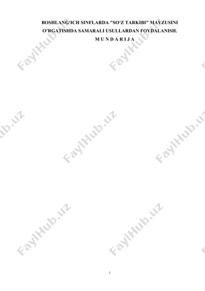 boshlangʻich sinflarda “soʻz tarkibi” mavzusini o’rgatishda samarali usullardan foydalanish — DOC