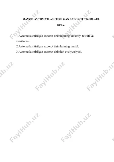 avtomatlashtirilgan axborot tizimlari — DOCX