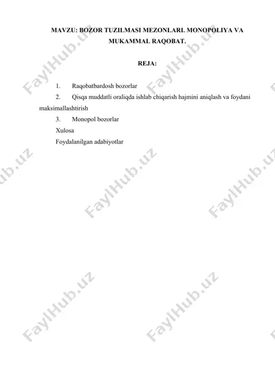 bozor tuzilmasi mezonlari — DOCX