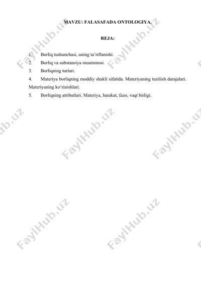 falsafada ontologiya — DOCX