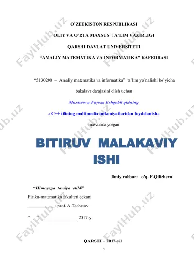 c++ tilining multimedia imkoniyatlaridan foydalanish — DOCX