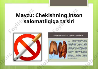 chekishning inson salomatligiga taʼsiri — PPTX