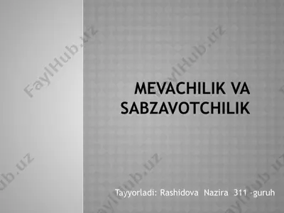 mevachilik va sabzavotchilik — PPTX