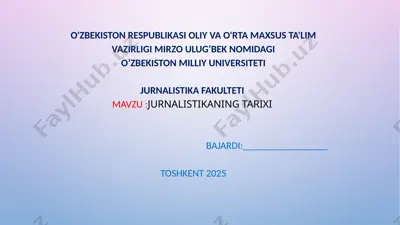 jurnalistika tarixi — PPTX