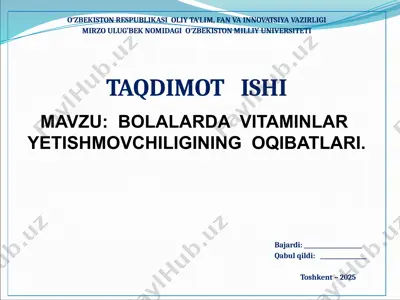 bolalarda  vitaminlar  yetishmovchiligining  oqibatlari. — PPTX
