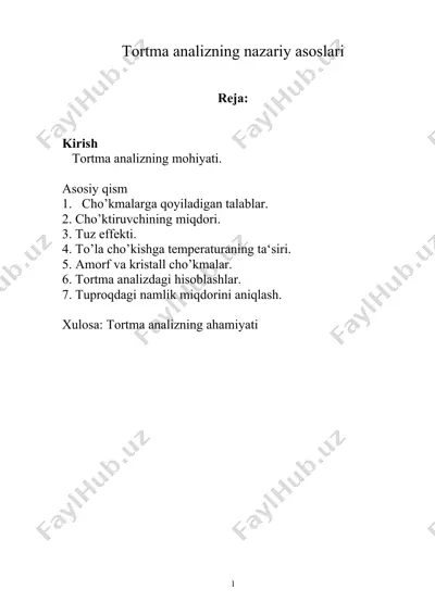 tortma analizning nazariy asoslari — DOC