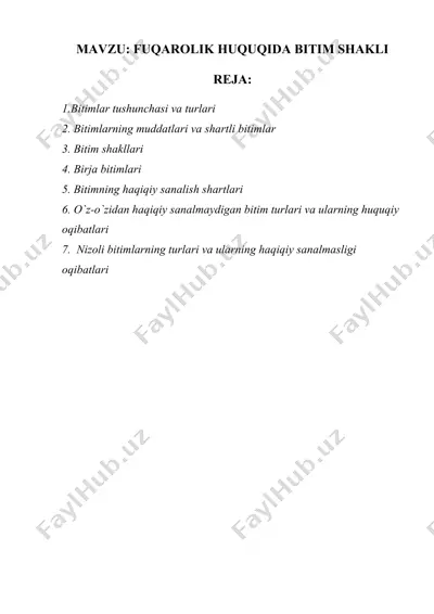 fuqarolik huquqida bitim shakli — DOCX