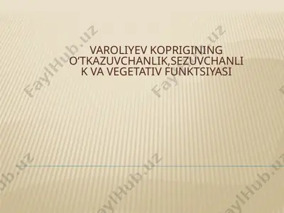 varoliyev koprigining o‘tkazuvchanlik,sezuvchanlik va vegetativ funktsiyasi — PPTX
