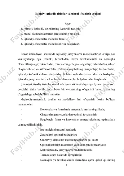 iqtisodiy-matematik modellar va modellashtirish — DOCX
