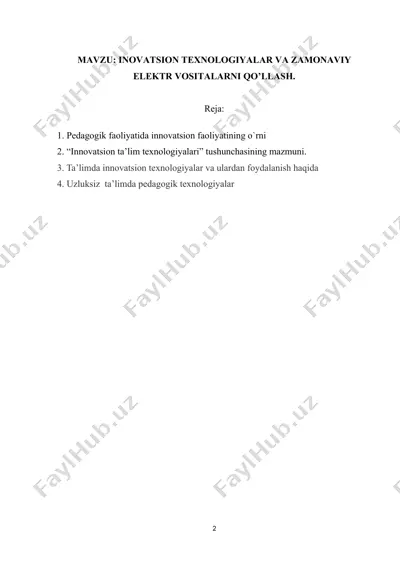 innovatsion ta'lim texnologiyalari — DOCX