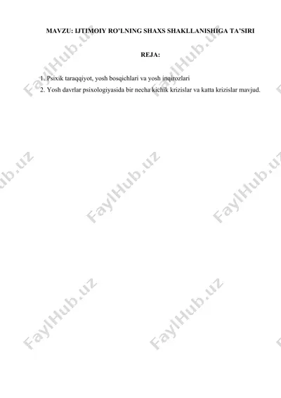 ijtimoiy ro’lning shaxs shakllanishiga ta’siri — DOCX