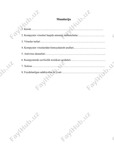 viruslar va antivirus dasturlari — DOC