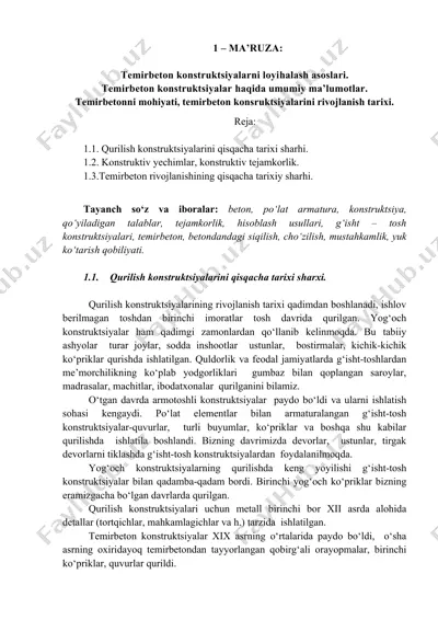 temirbeton konstruktsiyalarni loyihalash asoslari — DOC