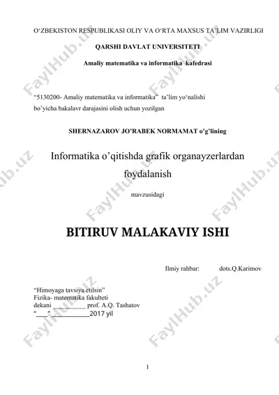 informatika o’qitishda grafik organayzerlardan foydalanish — DOCX