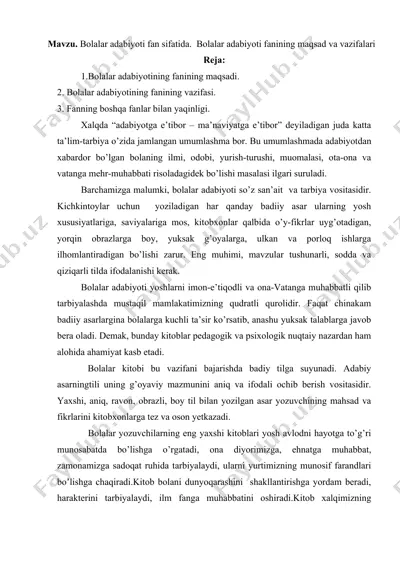bolalar adabiyoti fan sifatida — DOC