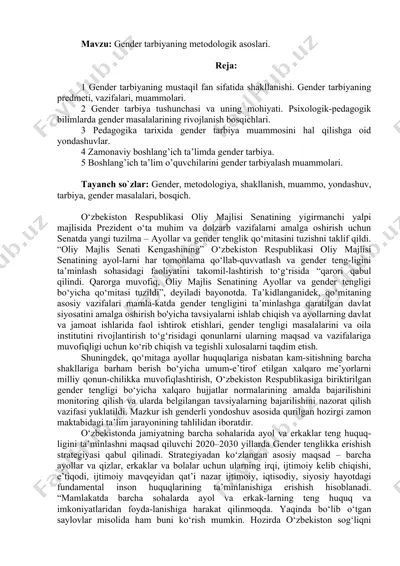 gender tarbiyaning metodologik asoslari — DOC