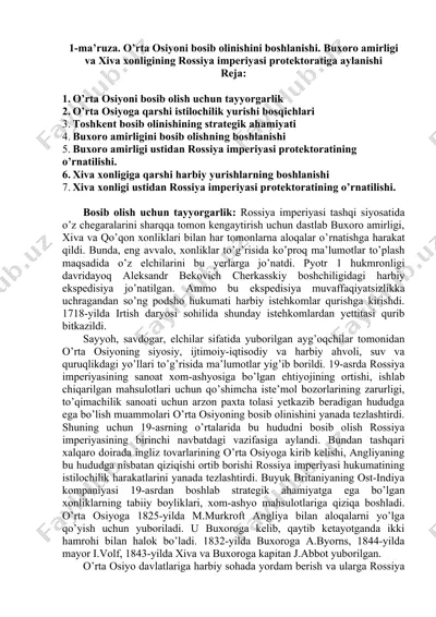 o'rta osiyonini bosib olinishi - buxoro va xiva — DOC