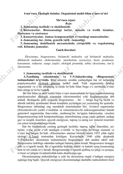 ekologik tizimlar — DOC