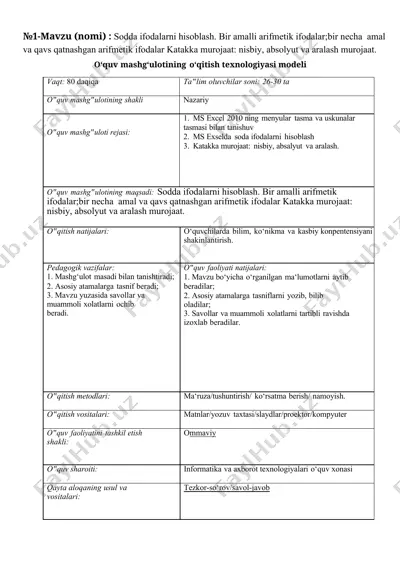 sodda ifodalarni hisoblash — DOC