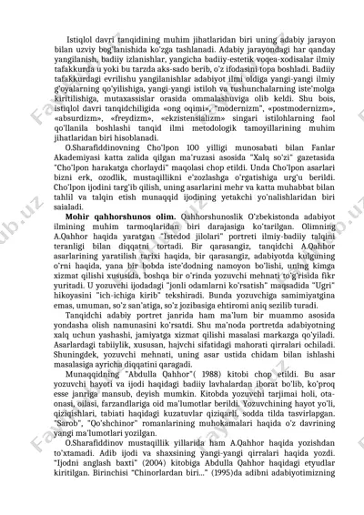 istiqlol davri tanqidi va adabiy jarayon — DOC
