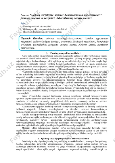qishloq xo‘jaligida axborot-kommunikasion texnologiyalari — DOC