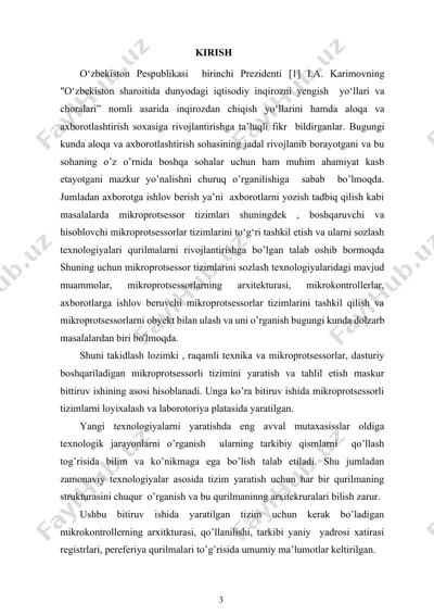 mikroprotsessorlar asosida tizimlarni loyihalash va uni laboratoriya platasida yoritish — DOCX
