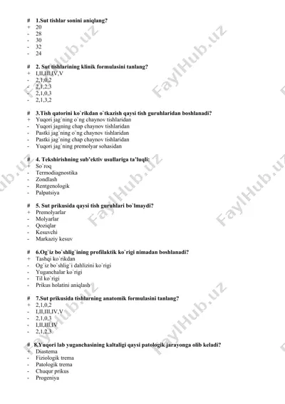 sut tishlarining anatomiyasi va fiziologiyasi — DOC