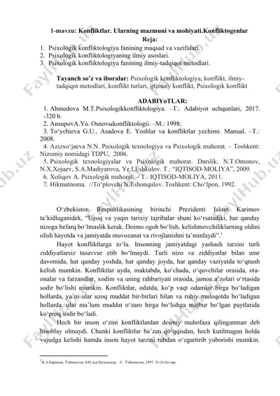 psixologik konfliktologiya — DOC