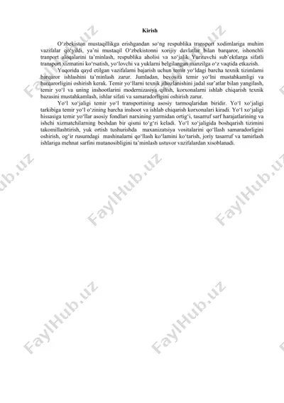 temir yo'llar va yo'l xo'jaligi texnikasi — DOC