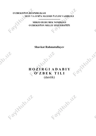 "hozirgi adabiy o‘zbek tili" darsligi — DOC