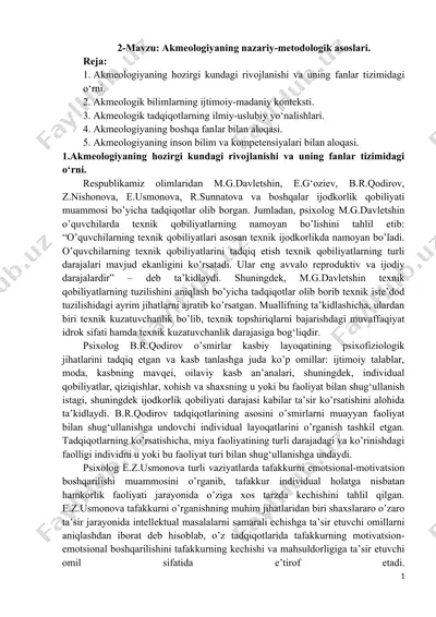 akmeologiyaning nazariy-metodologik asoslari — DOC