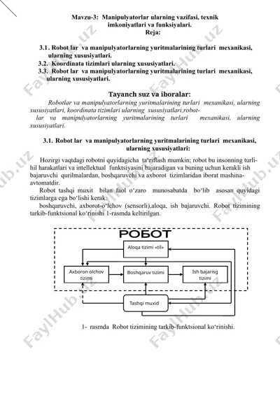 robotlar va manipulyatorlar — DOC