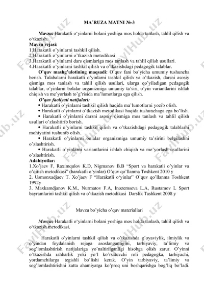 harakatli o'yinlarni tanlash va tahlil qilish — DOC