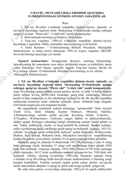 xx asr 80-yillari respublikadagi ijtimoiy-siyosiy, iqtisodiy va ma'naviy holat haqida tushunchalar — DOC