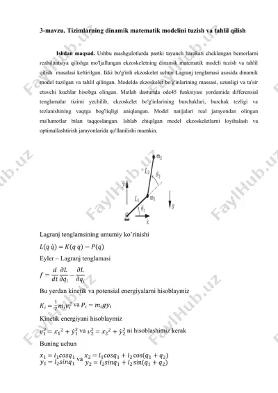 ekzoskeletning dinamik matematik modeli — DOC