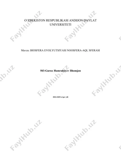 biosfera evolyutsiyasi noosfera-aql sferasi — DOC