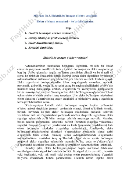 elektrik bo`lmagan o`lchov vositalari — DOC