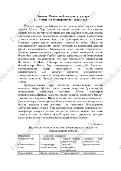 mehnatni boshqarish usullari — DOC