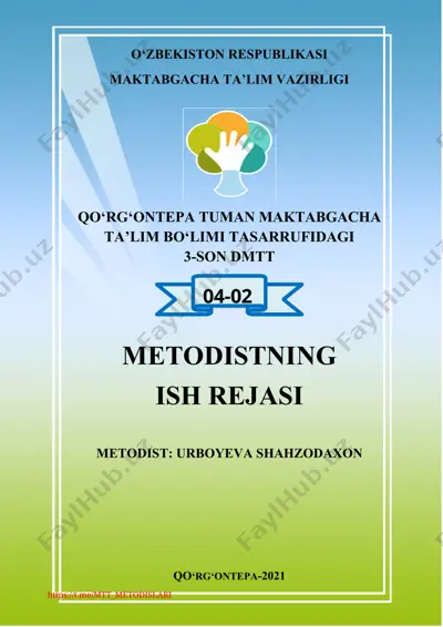 metodistning oylik ish rejasi — DOC